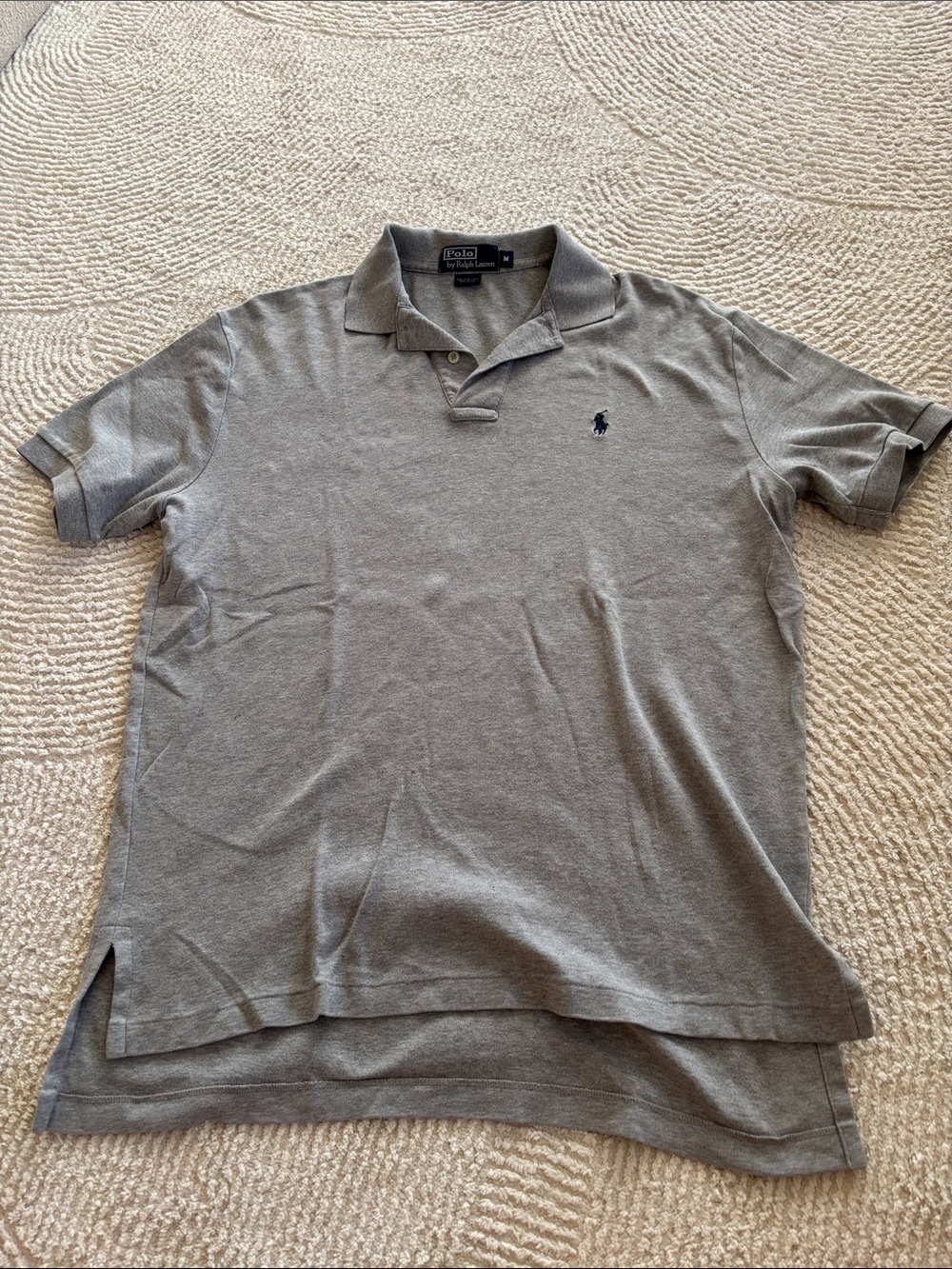 M Polo by Ralph Lauren Light Gray Short-Sleeve Polo with Navy Logo